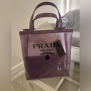 Prada Logo sequin- embellished tote